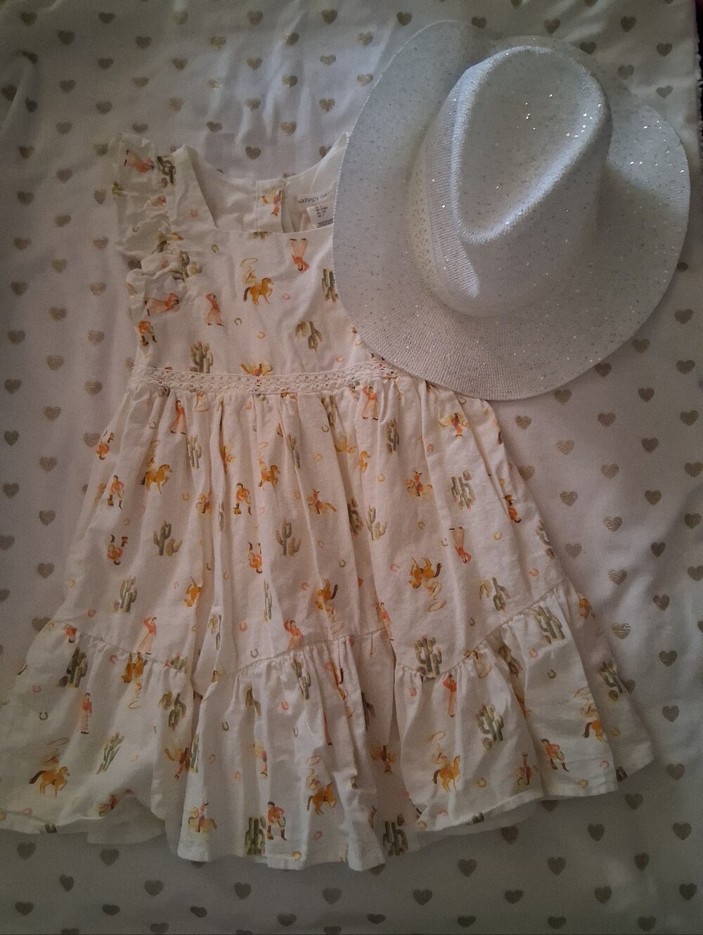 🔥3/$70 Happily Grey Girls' Western Print Ruffle Dress